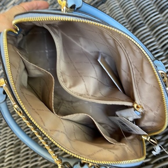 Michael Kors Jet Set Travel Medium Dome Satchel Crossbody Leather Chambray - Picture 16 of 16